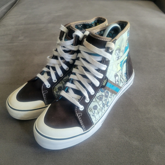 Vans Wellesley Starry Keren Skater High Tops Sz 8 Suede/Canvas Brown and White - Picture 3 of 9